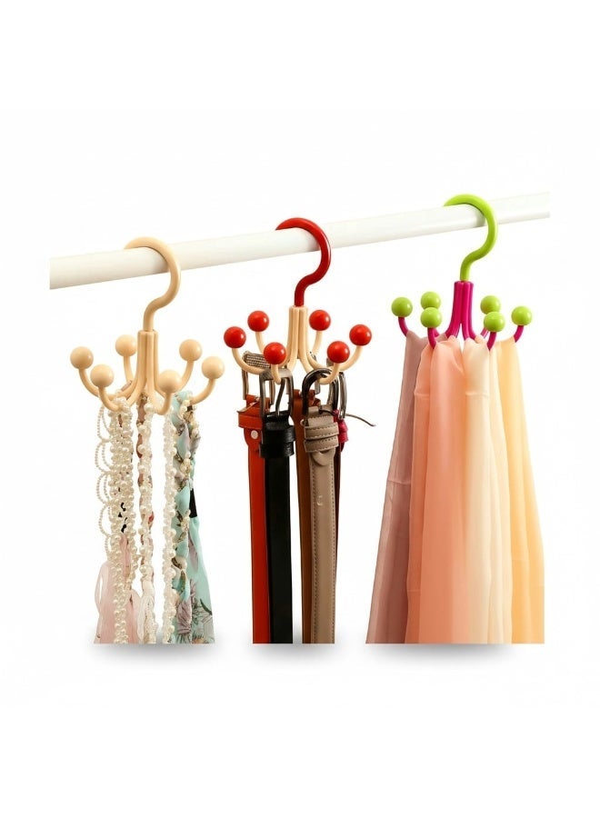 علاقة ملابس دوارة 360 درجة بستة خطافات للأوشحة والملابس الداخلية والإكسسوارات، مصنوعة من البلاستيك المتين، لتنظيم الملابس بكفاءة. - Image 5